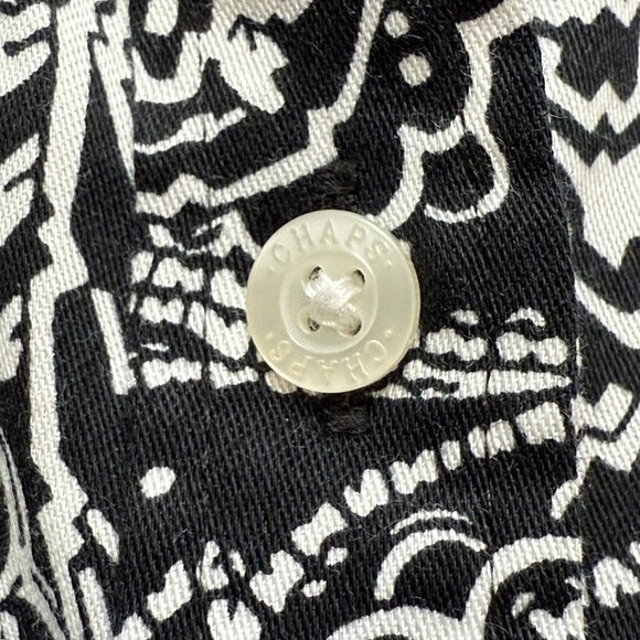 CHAPS Womens Shirt Plus Size 3X Black White Paisley Cotton Button Up Top No Iron - Picture 7 of 8